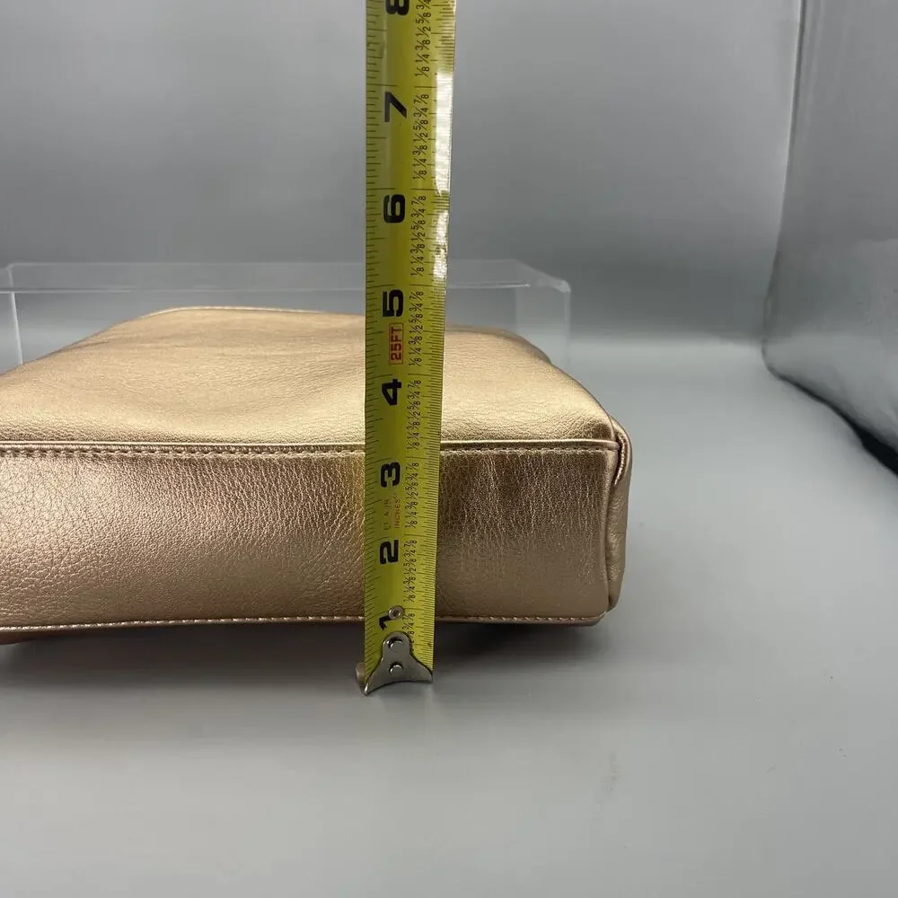 FashionPuzzle Triple Zip Small Crossbody Bag Faux Leather Rose Gold Purse NWT